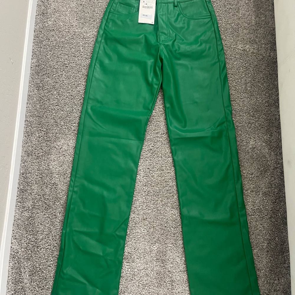Green Leather Zara Pants